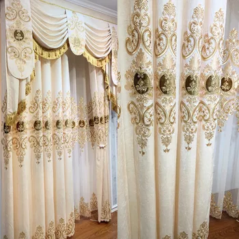 Európska luxusné velvet opony zlata tlač vysokej tieni jedáleň, obývacia spálňa záclony zatmenie okno tylu záclony