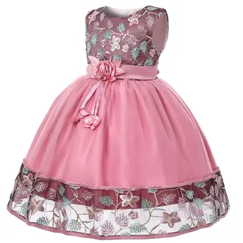 Európske a Americké letné výšivky Dievčatá šaty Deti Strany Oka šaty Cartoon kvety, čipky šaty Deti princezná Šaty