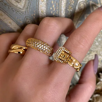 Európske a Americké Preháňať Dizajn kovov mäkká reťazca crystal opasku nastaviteľný krúžok módny krúžok žien trend šperky