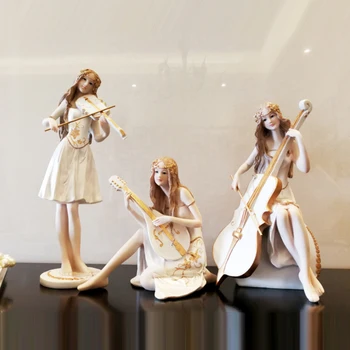 Európskej hudobnej krásy figúrky živice Umenie a Remeslá Kawai Ľudských socha miniatúrne svadobný dar, domáce dekorácie, doplnky
