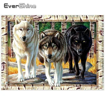 EverShine Diamond Maľovanie Cross Stitch Zvieratá Diamond Mozaikový Obraz Drahokamu Diamond Výšivky Vlk Ručné Domova