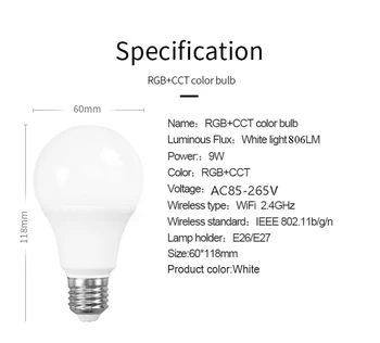 EWelink 806LM E27 85-265V 9W RGB+SCS Smart Načasovanie Stmievateľné Farby Žiarovky Lampy Pracovať S Alexa/ Domovská stránka Google