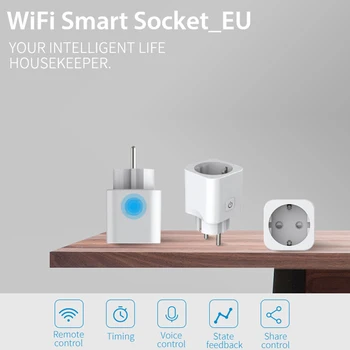 Ewelink EÚ Konektor Smart Home Zásuvky WiFi Prepínať APLIKÁCIE Hlasové Bezdrôtové Diaľkové Ovládanie, Kompatibilné IOS IFTTT /Alexa /Domovská stránka Google EÚ Plug