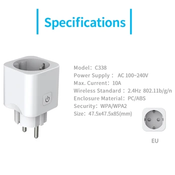 Ewelink EÚ Konektor Smart Home Zásuvky WiFi Prepínať APLIKÁCIE Hlasové Bezdrôtové Diaľkové Ovládanie, Kompatibilné IOS IFTTT /Alexa /Domovská stránka Google EÚ Plug