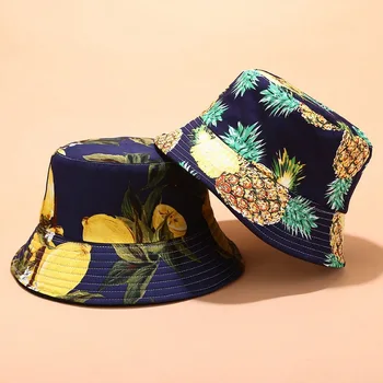 Exkluzívne nové tropické vytlačené ovocné vzor fisherman Klobúk dámske letné vonkajšie športové slnečník klobúk voľný čas povodí klobúk