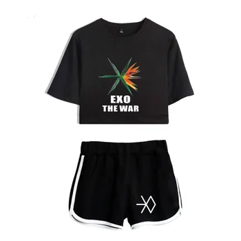 EXO Ženy Sady Plodín top tričko a Šortky EXO Módne Letné Pravidelné Ženy Sady Kpop Príležitostné Tlače Plus Veľkosť 2XL