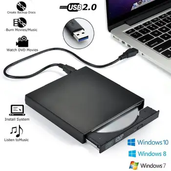 Externý DVD-ROM Optickej Jednotky USB 2.0 CD/DVD-ROM, CD-RW Prehrávač Horák Slim Portable Reader Záznamník pre Notebook
