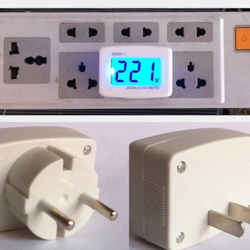 EÚ NÁM Plug 80-300V Modré Podsvietenie Napätie Tester LCD Digitálny Voltmeter Volt Monitor AC 110V 220V Domácnosti AC Panel Meter