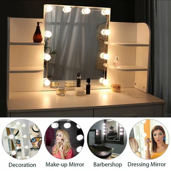 EÚ Plug make-up Zrkadlo Svetlo 10 LED Držiak Žiarovky make-up Svetla Stlmiť Svetlo Hollywood