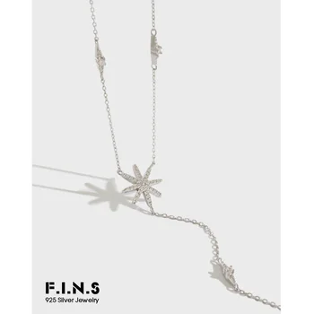 F. I. N. S 925 Sterling Silver Micro-Vŕtačka CZ Star Fashion Dlhý Náhrdelník Prívesky pre Ženy, Jemné Šperky Ženy Príslušenstvo