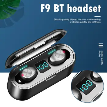 F9 TWS Bluetooth 5.0 Bezdrôtové Slúchadlá Touch Ovládania Surround Sound Headset Redukcia Šumu Slúchadlá s LED Displejom Charge Box