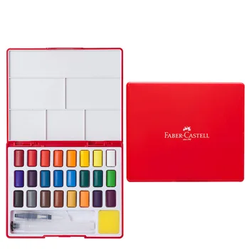 Faber-Castell 24/36/48Colors Pevné Vodné Farby Farby Nastavené Pomocou Farby Štetcom Prenosné Akvarel Pigment Pre Maliarske potreby pre maliarov