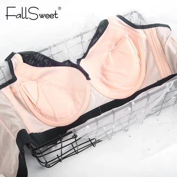 FallSweet Plus Veľkosť E Pohár Sexy Čipka Podprsenka má Odnímateľné Podložky Podprsenky pre Ženy Bielizeň Pohodlie Čipky Späť Brassiere