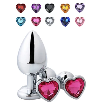 Farba jednoduché kovové análny plug tvare srdca romantický análny plug sexuálnu hračku, pár nepremokavé crystal análny plug zadok plug chvost šperky