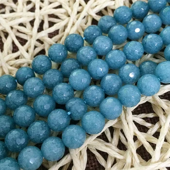 Farbené modrá prírodného kameňa chalcedony jades 4 mm 6 mm 8 mm 10 mm 12 mm tvárou kolo voľné korálky diy klasické Šperky 15inch B20