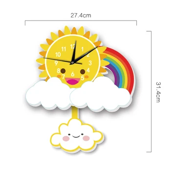 Farebné Cloud Rainbow Slnko arabské Číslice Tichý Nástenné Hodiny pre Deti Spálňa Domov Hodiny Deti Obývacia Izba Štúdia Dekorácie