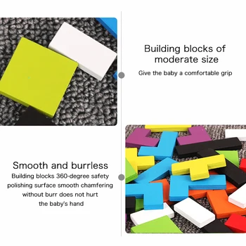 Farebné Drevené 3D Puzzle Tangram Matematika Hračky Tetris Hra Deti predškolského Magination Duševného Vzdelávacie Hračky pre Deti,