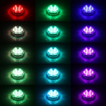 Farebné IP68 RGB 10 LED RGB Svetlo na Diaľkové Ovládanie Váza Lampa pre Strany Kontajnerov Bazéne pod vodou Svetlo