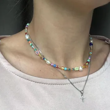 Farebné korálky náhrdelník pearl dekorácie, ručne vyrábané české ženy jemné módne choker šperky príslušenstvo najlepší priateľ dar