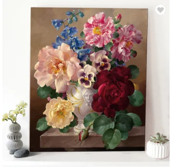 Farebné Kvety DIY olej maľovanie Podľa Čísel Kit pre dospelých, Akrylová farba čísla HandPainted Na Plátne Pre Wall Art Obrázok