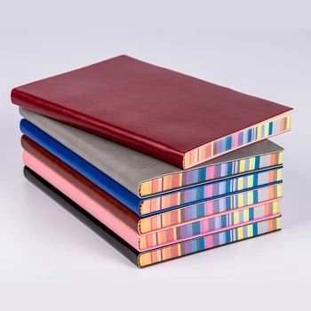 Farebné lemovanie PU mäkké kožené povrchu poznámkový blok tvorivé vodorovná čiara notebook študent office kancelárske potreby business notebook