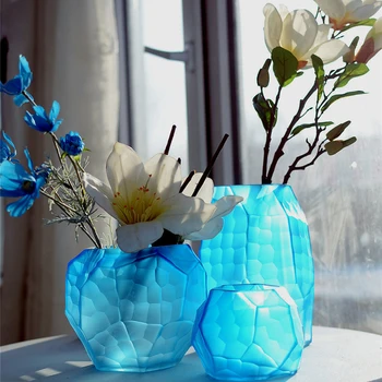 Farebné Sklenené Vázy Ručné Brúsenie Vyrezávané Moderné StyleTabletop Kvet Fľaše Geometrické Svadobné Domáce Dekorácie Príslušenstvo