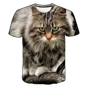 Fashion T-shirt pre Chlapcov Zviera Tlače cute Cat Dievčatá Tričko pre deti Topy 3D tees Cartoon Deti t-shirts Oblečenie 4-14 Rokov