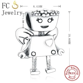 FC Šperky Nosenie Pôvodnej Značky Kúzlo Náramok 925 Silver Robot Motýlie Kvet Korálky Na Výrobu Matka Deň Berloque 2019
