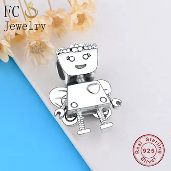 FC Šperky Nosenie Pôvodnej Značky Kúzlo Náramok 925 Silver Robot Motýlie Kvet Korálky Na Výrobu Matka Deň Berloque 2019