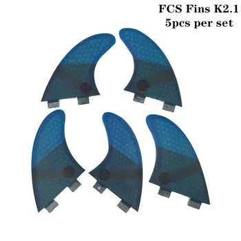 FCS K2.1 Surfovať Plutvy Laminát Honeycomb Vlákno Surf Fin 5 v Jednu Sadu 4 farebné Plutvy