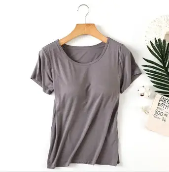 Fdfklak Bežné podprsenka-čalúnená bavlnené tričko s krátkym rukávom letné T-shirt žena slim klesnutie košele ženy tričko camiseta mujer