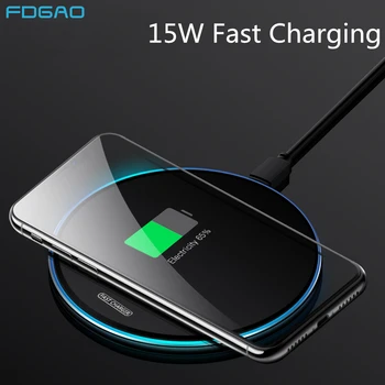 FDGAO 15W Rýchle Qi Bezdrôtovú Nabíjačku Pad pre Samsung Poznámku 10 9 S10 S9 S8 10W Rýchle Nabitie Pre iPhone 11 Pro Max XS XR X 8 Airpods