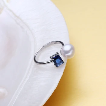 FENASY 2019 Vytvorené Nové Blue Sapphire Krúžok Snubné A Zásnubné Prstene Pre Ženy, Ženské Pearl Krúžok Strany Šperky