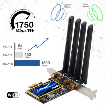 Fenvi Bezdrôtový Wifi Adaptér 1750Mbps Dual Band 2.4 G/5G PCI-E 802.11 AC Bluetooth 4.0 + WiFi PCI Express Bezdrôtovej Sieťovej Karty