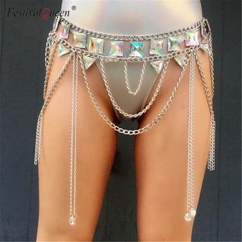 FestivalQueen crystal gem sequin strapec reťazca sukne ženy noc party club oblečenie 2018 lesk shinning diamanty mini sukne