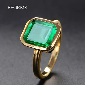 FFGems 18K Zlata Farba Emerald Prstene pre Ženy Vintage Striebornom Krúžku Pánske Šperky Značky Výročie Strany Darček veľkoobchod