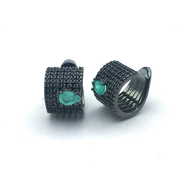 FFGems Vytvorené Smaragdové Náušnice Syntetických Drahých Kameňov, Jemné Šperky Pre Ženy Lady Zapojenie Svadobné Party Darček S Box