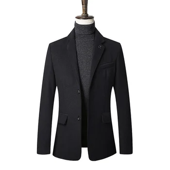FGKKS Značky Mužov Vlna Zmes Coats pánske jednofarebné Bežné Vlna Kabát Zimný Nové Obchodné Trendy Divoké Vlny Kabát Muž