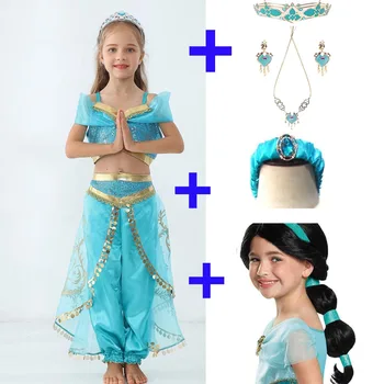 Film Aladdin 2019 Dievčatá, Deti Princezná Jasmine Cosplay Kostým Halloween Princezná Agrabah Jasmine Tanečné Šaty Cosplay Oblečenie