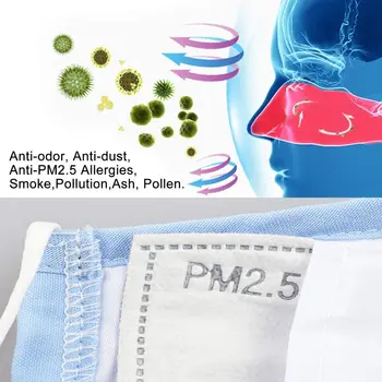 Filter Uhlíkom PM2.5 5 Vrstiev Vymeniteľné Anti Haze Fliters a 2KS s Dýchaním Ventily, Ochranné Vzduchu pre Dospelých