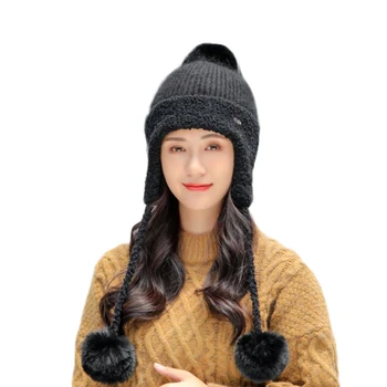 Fisvds Zimnú Čiapočku Klobúk pre Ženy Teplé Fleece Linajkované Pom Pletený Hat Roztomilý Vonkajšie Lebka Spp