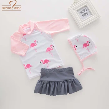 Flamingo Baby Girl Plavky Ružová, Biela, 3 Ks Sladké Plavky Detský Krém Na Opaľovanie, Plávanie Oblek Deti Plavky Rýchle Sušenie