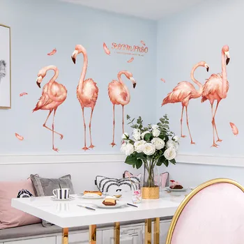 Flamingo Vzor Odnímateľné Steny 3D Nálepka na Stenu Umenie Obtlačky nástenná maľba Umenie pre Obývacej Izby, Spálne, Domáce Dekorácie