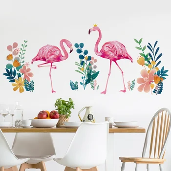 Flamingo Zvierat Samolepky na Stenu DIY Rastlina Listy nástenná maľba Obtlačky pre Obývacia Izba Deti Spálňa Domáce Dekorácie