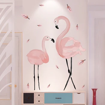 Flamingo Zvierat Samolepky na Stenu DIY Ružová Vtákov Stenu pre Obývacia Izba Deti Spálňa Detská Domáce Dekorácie