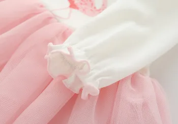 Flamingo Čipky Baby Girl Šaty S Dlhým Rukávom Bavlna 1 Rok Narodeniny Rullfes Šaty Bavlna Jar Jeseň Baby Girl Šaty