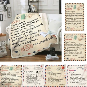 Fleece Deka na svoju Dcéru, Syn, Manželka List Vytlačený Deky Air Mail Prikrývky Pozitívne Motivovať a Láska Darčeky