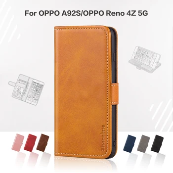 Flip Cover Pre OPPO A92S Obchodného Prípadu Luxusné Kožené S Magnetom Peňaženky Prípade OPPO Reno 4Z 5G Kryt Telefónu