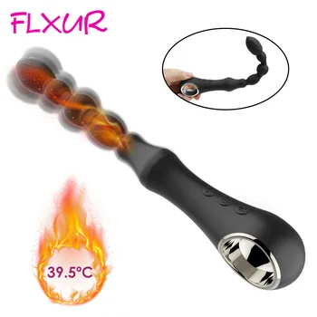 FLXUR 10 Režim Vykurovania Análny Vibrátor dlhé Korálky Prostaty Masér USB nabíjanie Flexibilné Zadok Plug Stimulátor Sexuálne Hračky Pre Mužov, Ženy