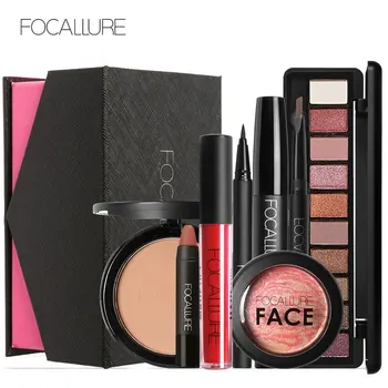 FOCALLURE 8 KS profesionálny make-up set pre ženy, dar leskom eyeshadow rúž červenať očné make-up kit box Tvár make-up